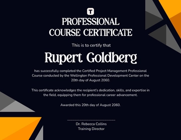 Professional Course Certificate Template for Jobs - Edit Online & Download