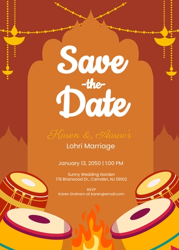Lohri Marriage Invitation Template - Edit Online & Download