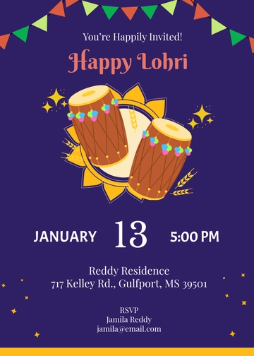 Lohri Invitation Template in English - Edit Online & Download