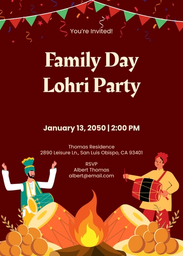 Lohri Invitation Template for Family Gathering - Edit Online & Download