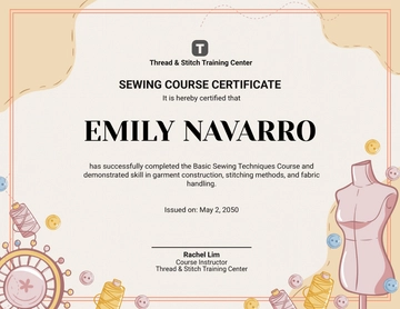 Colorful Sewing Course Certificate Template - Edit Online & Download