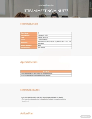 Informal Team Meeting Minutes Template