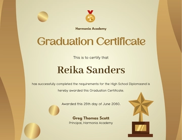 Gold Portrait Graduation Certificate Template - Edit Online & Download