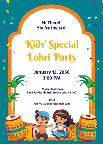 Colorful Lohri Invitation Template for Kids - Edit Online & Download