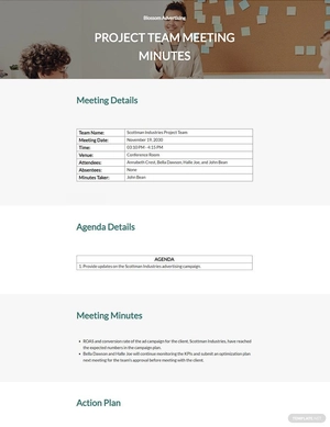 Sample Advertising Agency Meeting Minutes Template