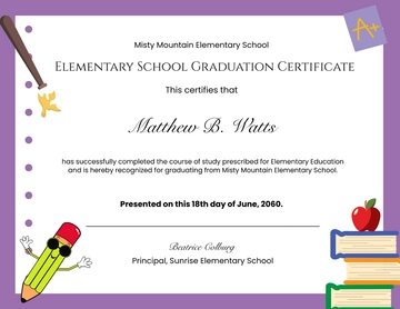 Elementary School Graduation Certificate Template - Edit Online & Download