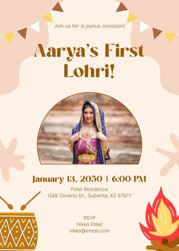 Aesthetic First Lohri Invitation Template - Edit Online & Download