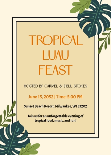 Simple Luau Feast Invitation Template - Edit Online & Download Simple Luau Feast Invitation Template - Edit Online & Download