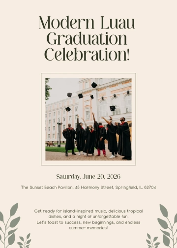 Modern Luau Graduation Invitation Template - Edit Online & Download Modern Luau Graduation Invitation Template - Edit Online & Download