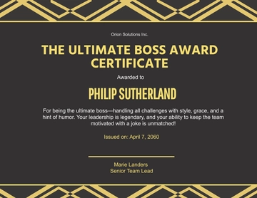 Funny Certificate Template for the Boss - Edit Online & Download