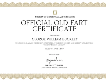 Funny Old Fart Certificate Template - Edit Online & Download