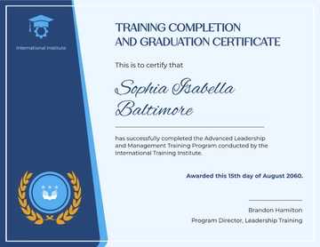 Training Completion and Graduation Certificate Template - Edit Online & Download