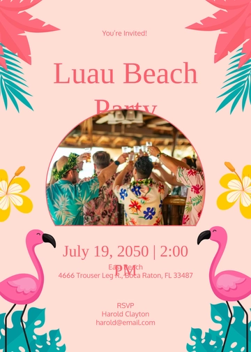 Flamingo Luau Invitation Template - Edit Online & Download Flamingo Luau Invitation Template - Edit Online & Download