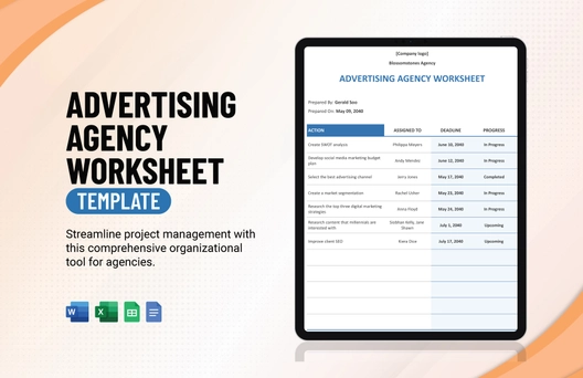 Advertising Agency Worksheet Template