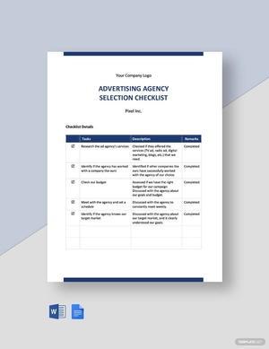 Advertising Agency Selection Checklist Template