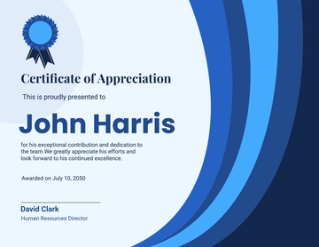 Blue Employee Appreciation Certificate Template - Edit Online & Download