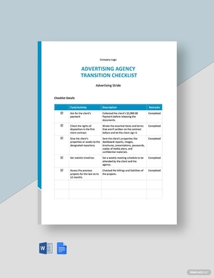 Advertising Agency Transition Checklist Template