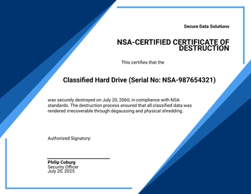 NSA-Certified Certificate of Destruction Template - Edit Online & Download