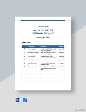 Digital Marketing Campaign Checklist Template