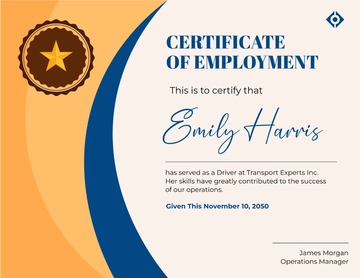 Driver Employee Certificate Template - Edit Online & Download