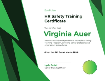 HR Safety Training Certificate Template - Edit Online & Download