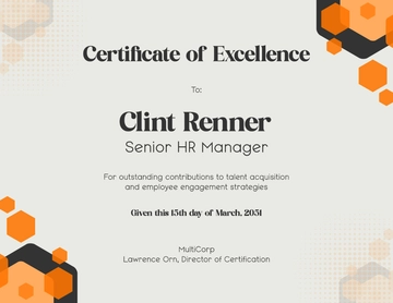 Modern HR Certificate of Excellence Template - Edit Online & Download