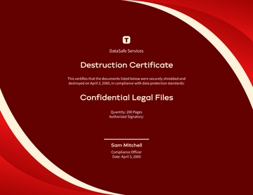 Shredding and Destruction Certificate Template - Edit Online & Download