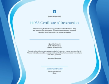Blank HIPAA Certificate of Destruction Templaet - Edit Online & Download