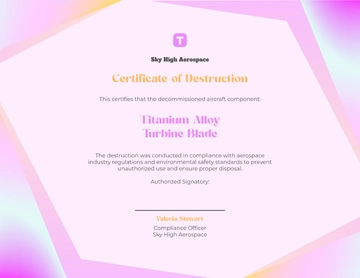 Aerospace Certificate of Destruction Design Template - Edit Online & Download