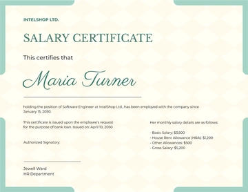 Free HR Salary Certificate Template to Edit Online