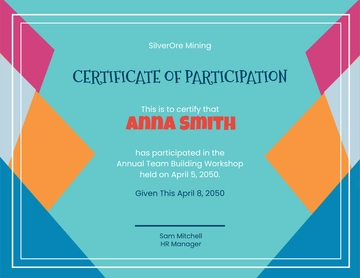 Free Employee Participation Certificate Template to Edit Online