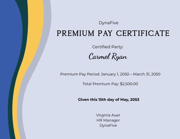 Free HR Premium Pay Certificate Template to Edit Online