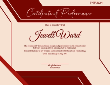 Free HR Performance Certificate Template to Edit Online