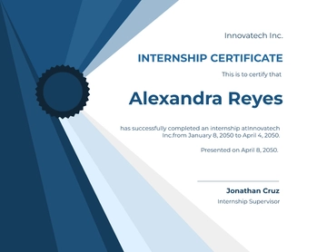 Free Blue Internship Certificate Template to Edit Online