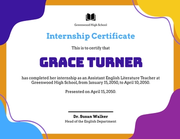 Free Teaching Internship Certificate Template to Edit Online