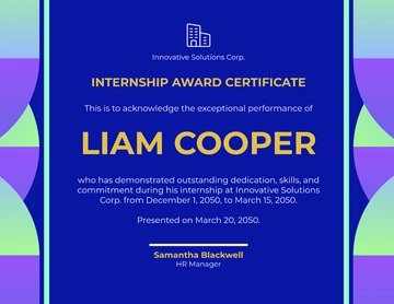 Free Colorful Internship Award Certificate Template to Edit Online