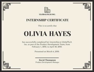 Free Classic Internship Certificate Design Template to Edit Online