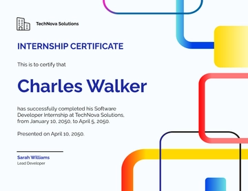 Free Developer Internship Certificate Template to Edit Online