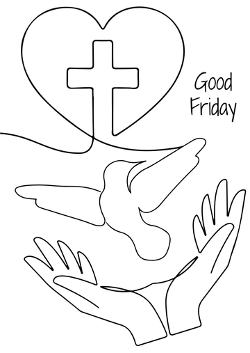 Free Good Friday Line Art Drawing Template to Edit Online