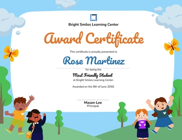Free Most Friendly Kids Certificate Template to Edit Online