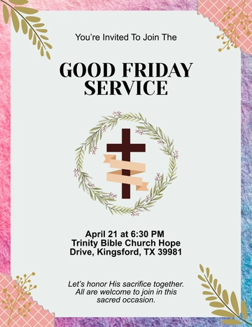 Colorful Good Friday Invitation Flyer Template to Download