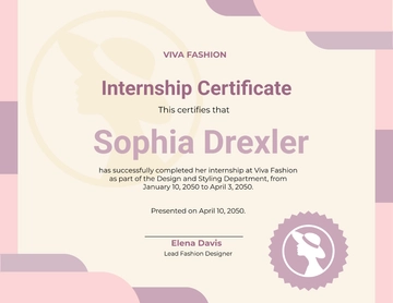 Free Fashion Industry Internship Certificate Template to Edit Online