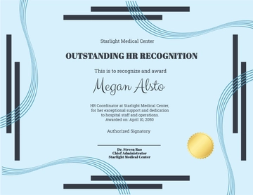 Free HR Certificate Template for Hospital to Edit Online