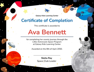 Free Space Kids Certificate Template to Edit Online
