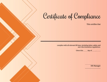 Free Blank HR Compliance Certificate Template to Edit Online