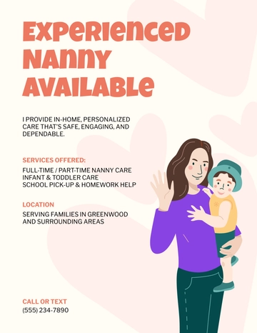 Free Nanny Babysitting Flyer Template to Edit Online