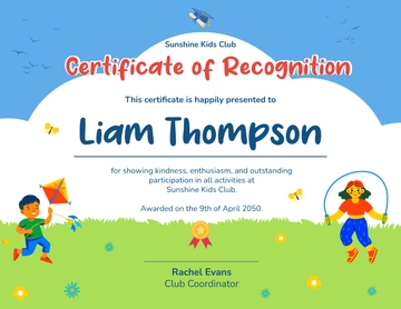 Free General Kids Certificate Template to Edit Online