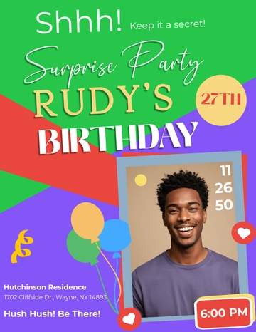 Free Surprise Birthday Party Flyer Template to Edit Online