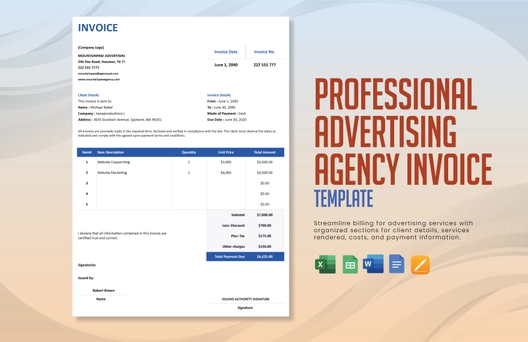 Professional Advertising Agency Invoice Template