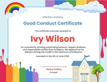 Free Good Conduct Kids Certificate Template to Edit Online